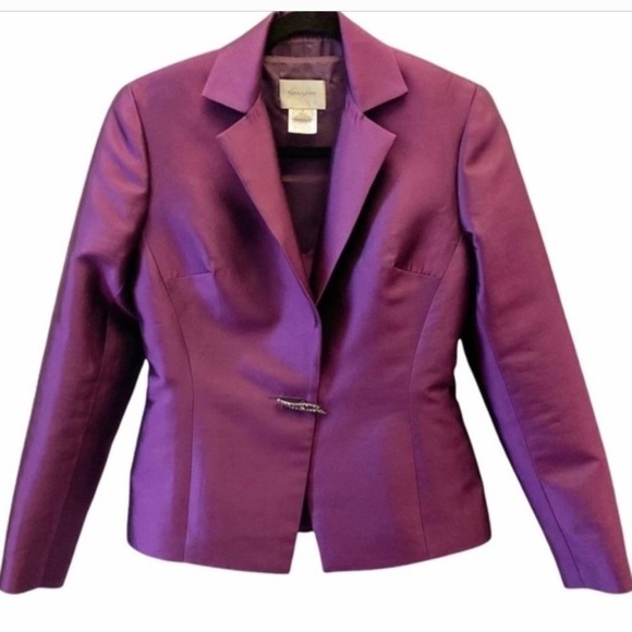 Sunny Choi Purple Silk 2 Piece Blazer and Matching Tank Set, Size 2 - Picture 1 of 7